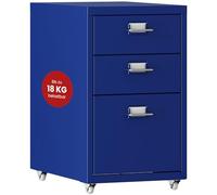 [en.casa] Archivador Móvil Kökar Organizador con 3 Cajones Portaetiquetas Cajonera de Oficina con Ruedas para Despacho Taller Acero - Azul