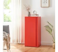 [en.casa] Armario de Oficina Burlöv Archivador de Estudio con 2 Estantes Regulables en Altura Mueble de Oficina con 1 Puerta y 3 Compartimentos Acero 88 x 40 x 35 cm - Rojo
