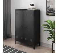 Armario de oficina oripää con 2 estantes regulables acero 110x75x33 cm - negro [en.casa]