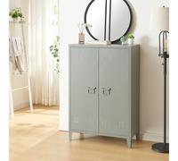 [en.casa] Armario Metálico de Oficina con Cerraduras Magnéticas Mueble Organizador con 2 Estantes Regulables Ventilación Óptima Acero 110 x 75 x 33 cm - Gris Oscuro