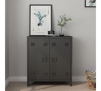 Armario de oficina oripää con estante regulable acero 90x80x33cm - negro [en.casa]
