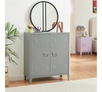 Armario de oficina oripää con estante regulable acero 90x80x33cm - gris oscuro [en.casa]