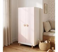 [en.casa] Armario ropero Infantil Vaarentaa 2 Puertas 126x60x41cm Rosa | Azúcar de algodón barra para chaquetas ropa mueble dormitorio con tiradores altura ideal niños habitación infantil