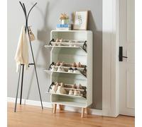 Zapatero aure con 3 puertas abatibles 134x63x24 cm - blanco [en.casa]