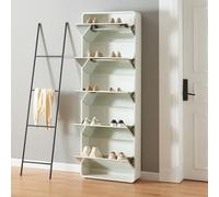 Zapatero aure con 5 puertas abatibles 180x63x24 cm - blanco [en.casa]