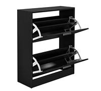 Mueble zapatero sykkylven con 2 puertas aglomerado 63 x 24 x 81cm negro [en.casa]
