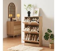 Zapatero sykkylven con 3 puertas 103x60x24 cm - roble sonoma [en.casa]