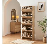 Zapatero sykkylven con 5 puertas 169x60x24 cm - roble sonoma [en.casa]
