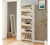 Zapatero sykkylven con 5 puertas 169x60x24 cm - blanco [en.casa]