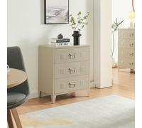 [en.casa] Cajonera Oficina Hämeenlinna Mueble de Taller Diseño Industrial Mueble Archivador para Oficina con 3 Cajones con Ranuras de Ventilación Acero 60 x 40 x 72cm - Color Camel