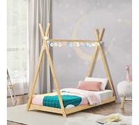[en.casa] Cama Infantil Diseño Tipi Cama Montessori para Niños con Somier 70 x 140 cm Carga Máx. 200 kg Bambú 148 x 77 x 155 cm - Color Natural