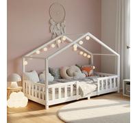 [en.casa] Cama Infantil Treviolo Forma de casita Pino 90x200 cm Blanco