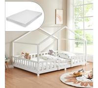 [en.casa] Cama Infantil Treviolo Forma de casita Pino y colchón 120x200cm
