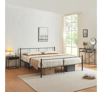 Cama doble laos con somier metal 160 x 200 cm - negro mate [en.casa]