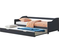 [en.casa] Cama nido de 2 plazas, 90x200 cm, gris oscuro. Cama extensible, sofá cama doble con somier. Cama multifuncional de madera de haya. Sofá cama. Cama de invitados. Cama superpuesta. Cama de día