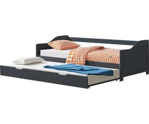 [en.casa] Cama nido de 2 plazas, 90x200 cm, gris oscuro. Cama extensible, sofá cama doble con somier. Cama multifuncional de madera de haya. Sofá cama. Cama de invitados. Cama superpuesta. Cama de día