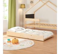 Cama nido infantil sodankylä con cama adicional 90x200cm - madera/negro [en.casa]