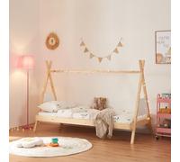 Cama infantil siikajoki estructura tipi madera de pino 90x200 cm - natural/blanco [en.casa]