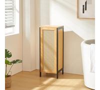 [en.casa] Cesto de Ropa Sucia con Tapa 51 L Mueble Auxiliar de Baño con Compartimento para Ropa Sucia con Ventilación Óptima Cuarto de Baño Dormitorio MDF Bambú Ratán 80 x 30 x 30 cm - Negro/Natural