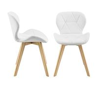 [en.casa] Conjunto de 2 Sillas de Comedor Älmhult Set de 2 Sillas de Cocina Elegantes y Acolchadas con Respaldo Madera Cuero sintético 78 x 47 x 52 cm - Blanco