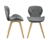 [en.casa] Conjunto de 2 Sillas de Comedor Älmhult Set de 2 Sillas de Cocina Elegantes y Acolchadas con Respaldo Madera Cuero sintético 78 x 47 x 52 cm - Gris