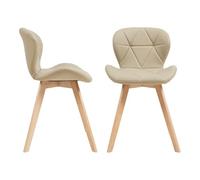 [en.casa] Conjunto de 2 Sillas de Comedor Älmhult Set de 2 Sillas de Cocina Elegantes y Acolchadas con Respaldo Madera Cuero sintético 78 x 47 x 52 cm - Beige