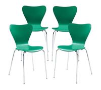 [en.casa] Conjunto de 4 Sillas de Comedor Essunga Set de 4 Asientos de Estilo Escandinavo para Comedor Sala de Estar Madera de Abedul y Metal 80 x 48 x 45,5 cm - Verde/Cromo