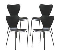 [en.casa] Conjunto de 4 Sillas de Comedor Essunga Set de 4 Asientos de Estilo Escandinavo para Comedor Sala de Estar Madera de Abedul y Metal 80 x 48 x 45,5 cm - Negro
