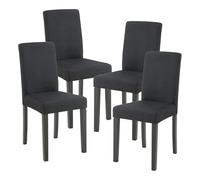 Conjunto de 4 sillas de comedor hamburg 89x43x54 cm tela - negro [en.casa]