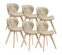 [en.casa] Conjunto de 6 Sillas de Comedor Älmhult Set de 6 Sillas de Cocina Elegantes y Acolchadas con Respaldo Madera Cuero sintético 78 x 47 x 52 cm - Beige