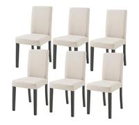 Conjunto de 6 sillas de comedor hamburg 89x43x54 cm tela - beige [en.casa]