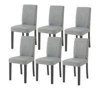 [en.casa] Conjunto de 6 Sillas de Comedor Hamburg Set de 6 Sillas de Cocina Elegantes y Acolchadas con Respaldo Alto Madera Tela 89 x 43 x 54 cm - Gris Claro