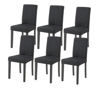 [en.casa] Conjunto de 6 Sillas de Comedor Hamburg Set de 6 Sillas de Cocina Elegantes y Acolchadas con Respaldo Alto Madera Tela 89 x 43 x 54 cm - Negro