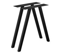 [en.casa] Conjunto de Patas de Mesa de Comedor Set de 2X Patas 70 x 12 x 72 cm Base de Muebles Pies de Mesa con Protectores DIY Hágalo Usted Mismo Acero Negro