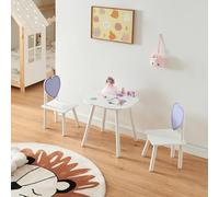 Conjunto infantil de mesa y 2 sillas siljan - blanco/lila [en.casa]