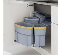 Sistema de separación de residuos kollby plástico 2x12 l + 1x6 l - gris [en.casa]