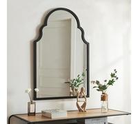 [en.casa] Diseño Único Espejo de Pared en Forma de Ventana de Estilo Marroquí Elegante Espejo Baño Salón con Ganchos de Suspensión Sin Distorsiones Decoración Mural Marco MDF 90x60 cm - Negro