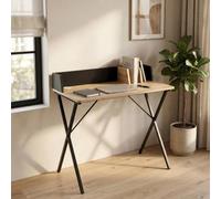 Escritorio kappespoo con borde elevado 84x80x50cm negro / roble [en.casa]