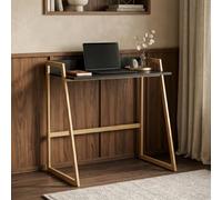 Escritorio kuomi con panel trasero 84x73x47cm beige / gris oscuro [en.casa]