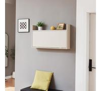 [en.casa] Escritorio Mural Plegable Rautalampi con 2 Compartimentos y Estante Mesa Plegable de Pared para Espacios Pequeños de Trabajo Estudio 83 x 48 x 15 cm - Beige