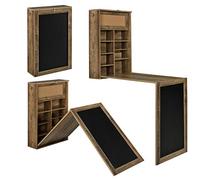 [en.casa] Escritorio Plegable de Pared con Corcho y Pizarra 80 x 50 x 18,5 cm MDF con Estantes para almacenar Color Madera
