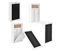 [en.casa] Escritorio Plegable de Pared con Corcho y Pizarra 80 x 50 x 18,5 cm MDF con Estantes para almacenar Blanco