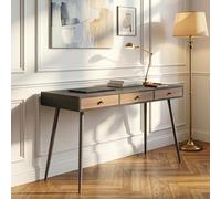 [en.casa] Escritorio Tumba con 3 cajones Metal 115 x 48 x 76 cm Negro Nogal | Mesa rectangular para ordenador
