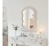 [en.casa] Espejo de Pared Brummen Espejo Mural con Marco de Felpa para Pasillo Salón Dormitorio Decoración Diseño Único 80 x 60 cm - Blanco