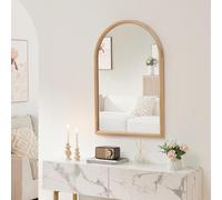[en.casa] Espejo de Pared Podena Espejo Mural con Marco Semicircular para Pasillo Salón Dormitorio Baño Decoración Diseño Único Madera 90 x 60 cm - Natural