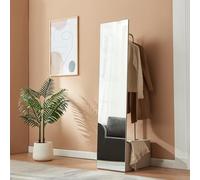 Espejo de pie y perchero 2 en 1 saden 165x40x51 cm - oatmeal [en.casa]