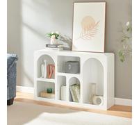 [en.casa] Estantería Baja Vågå para Salón Estantería Independiente con 6 Nichos de Forma Única Mueble de Salón Versátil para Sala Pasillo MDF 110 x 30 x 70 cm - Blanco
