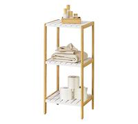 Estantería de bambú con 3 niveles balsfjord 33 x 34 x 80 cm natural/blanco [en.casa]