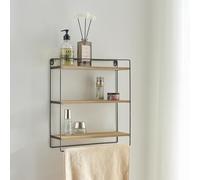 Estantería de pared skovbo de 3 niveles aglomerado / metal 43 x 38 x 11 cm negro / madera [en.casa]