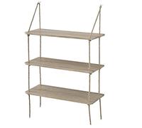 [en.casa] Estantería de Pared Decorativa con 3 estantes - estantes Colgantes con Cuerda - Efecto Madera - 60 x 23,5 cm - Retro